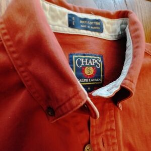 Chaps Ralph Lauren RED-ORANGE Button-Down Collar Shirt US MEDIUM